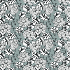 Decorative flowers seamless pattern. Vector stock illustration eps10. 