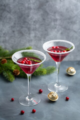 Tasty fresh cocktail with cranberries