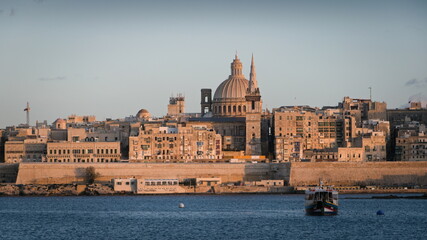 Fototapeta na wymiar View of Valletta city in the sunset