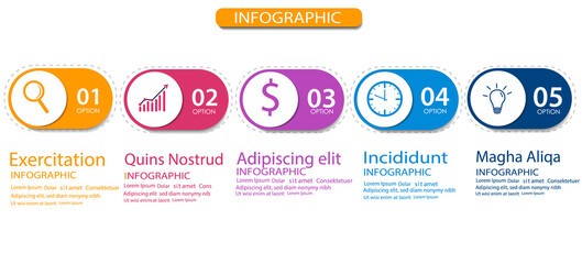 Vector Infographic label design template with icons and 5 options or steps. Can be used for process diagram,