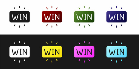 Set Casino win icon isolated on black and white background. Vector