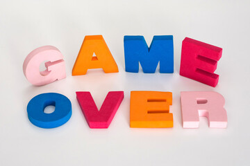 Word made up of multicolored letters. Game over