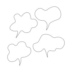 Set of color speech bubbles. Cartoon Vector illustration. Isolated on transparent white background. Hand draw style, dialog clouds