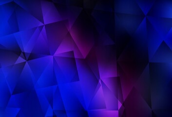 Dark Pink, Blue vector triangle mosaic background.