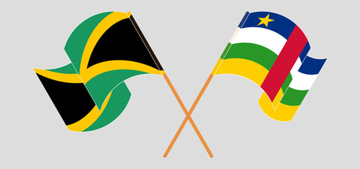 Crossed and waving flags of Jamaica and Central African Republic