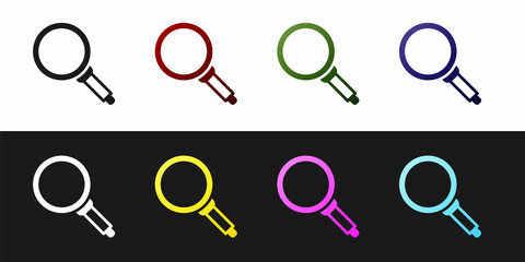 Set Frying pan icon isolated on black and white background. Fry or roast food symbol. Vector