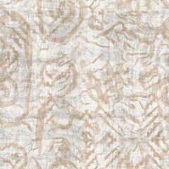 Seamless two tone hand drawn brushed effect pattern swatch. High quality illustration. Collage of minimal drawings arranged in a seamless pattern for print with fabric texture overlay. Rough scribble.