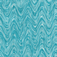 Aegean teal mottled swirl wave linen nautical texture background. Summer oceanside living style stripe home decor. Worn turquoise blue wavy coast effect dyed textile seamless pattern.
