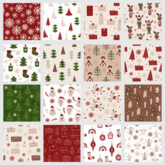 Christmas Pattern collection.  Vector illustration.