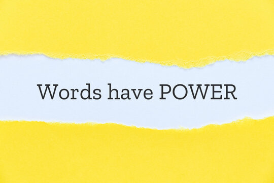 Naklejki Words have power slogan typed on paper background