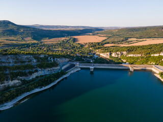 Aerial view of Aleksandar Stamboliyski Reservoir, Bulgaria