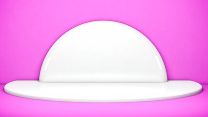 Minimal white podium, pedestal or platform for cosmetic product presentation. 3D rendering