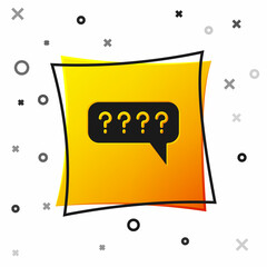 Black Speech bubbles with Question icon isolated on white background. FAQ sign. Chat speech bubble and chart. Yellow square button. Vector