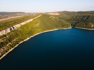 Fototapeta premium Aerial view of Aleksandar Stamboliyski Reservoir, Bulgaria
