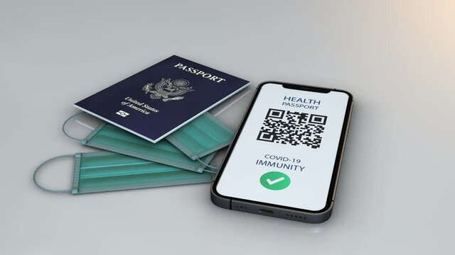  Health Passport - UNITED STATES OF AMERICA - rotation- 3d animation model on a white background