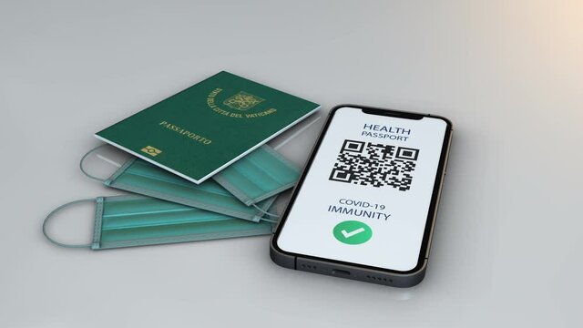 Health Passport - Vatican City - rotation- 3d animation model on a white background