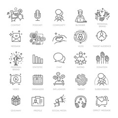 Fototapeta premium Outline icons collection. Simple vector illustration. Sign and symbols in flat design blogging, marketing and business