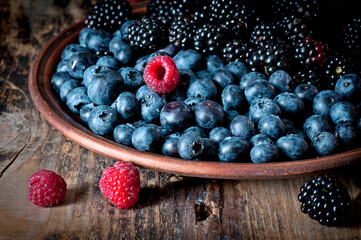 Still life of ripe summer berries