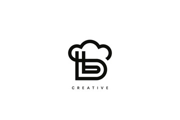 b Cloud Logo Design. Minimalist Line. Creative vector based icon template.