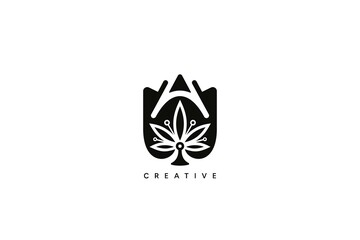 North Cannabis Logo Design. Creative vector based icon template.
