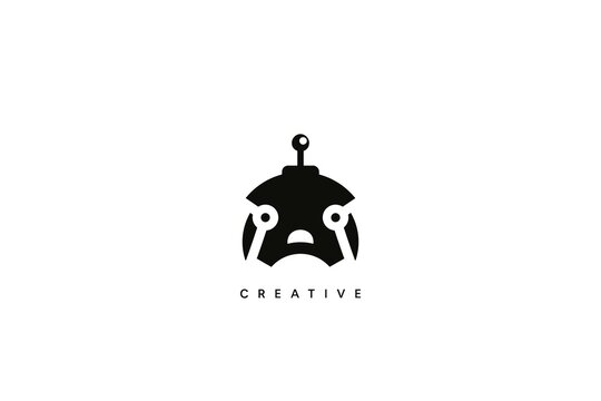 Simple Head Robot Logo Design. Creative vector based icon template.