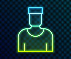 Glowing neon line Sailor captain icon isolated on black background. Vector