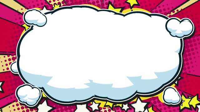 中央から広がる漫画調の雲フキダシ - レッド