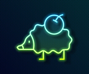 Glowing neon line Hedgehog icon isolated on black background. Animal symbol. Vector