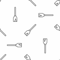 Grey line Handle broom icon isolated seamless pattern on white background. Cleaning service concept. Vector
