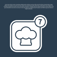 Blue line Chef hat icon isolated on blue background. Cooking symbol. Cooks hat. Vector