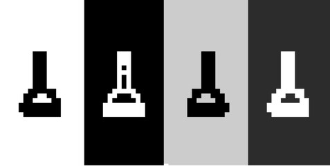 Set line Rubber plunger with wooden handle for pipe cleaning icon isolated on black and white, transparent background. Toilet plunger. Vector