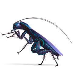 3D-illustration of a creepy cartoon cockroach. isolated rendering object