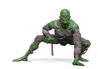 mummy is ready to attack on white background