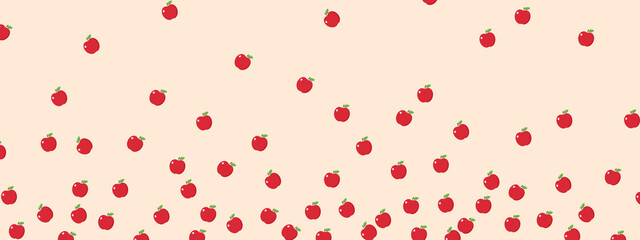 Apples falling wallpaper. Hand drawn fruit vector banner for cards, websites, posters, etc. on tan background.