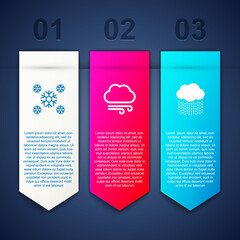 Set Snow, Windy weather and Cloud with rain. Business infographic template. Vector