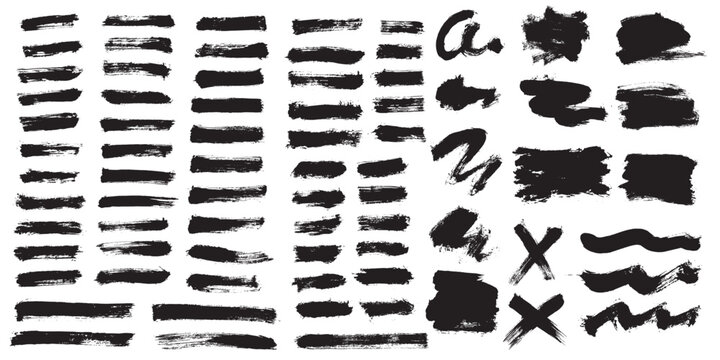 Vector black paint ink brush stroke, line, texture, banner, background.	
