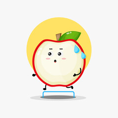 Cute apple character running competition