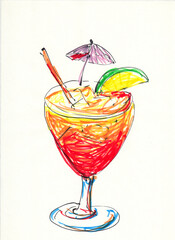 cocktail hand drawn illustration,art design