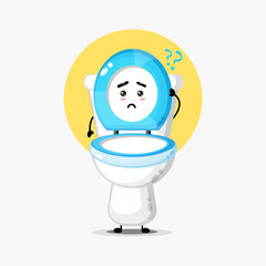 Cute Toilet seat character confused