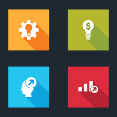 Set Light bulb and gear, with dollar, Head hunting concept and Financial growth icon. Vector