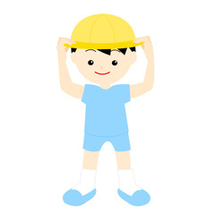 黄色い帽子をかぶる男の子