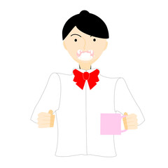 うがいをするポニーテールの女学生