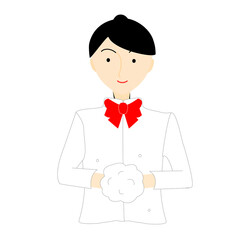 手を洗うポニーテールの女学生