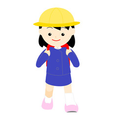 正面に向かって歩く女の子