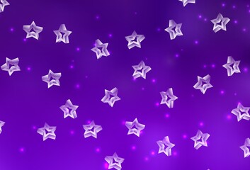 Dark Purple, Pink vector texture with beautiful stars.