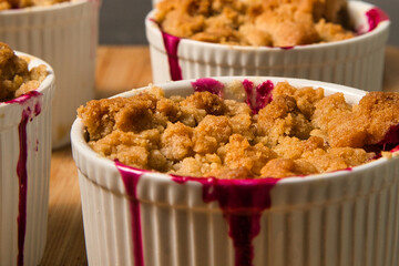 Blueberry cobblers overflowing
