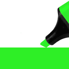 Bright electric fluorescent neon green felt tip pen marker highlighter painting large UFO background, isolated vertical blank empty copy space macro closeup