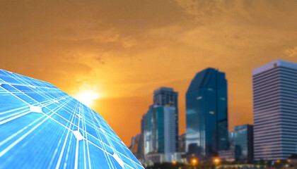  Solar cell blue sky sunlight  technology station science modern ecology environment power energy...