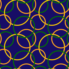 Pattern with circles. Intersecting circular rings. Multicolored geometric shapes. Vector illustration for decorating covers, brochures, packaging, fabrics, flyers, advertising.
