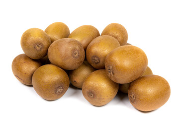 A ripe golden kiwi on a white background